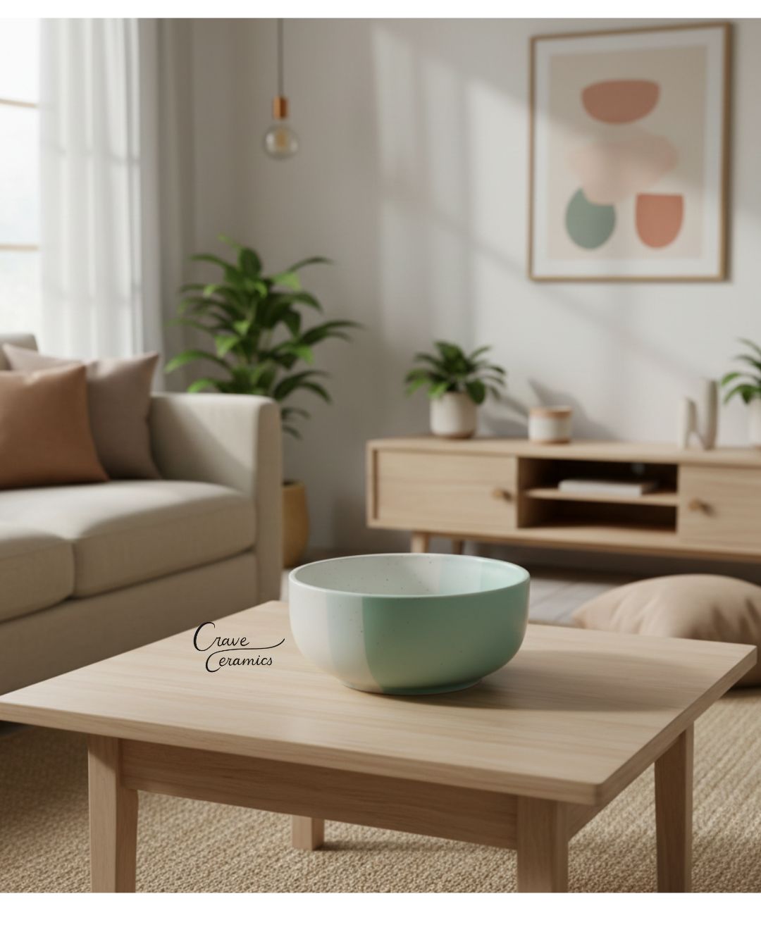 Mint Green Speckled Ceramic Bowl - Premium Stoneware Serving and Soup Bowl